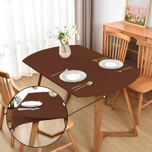 Amonsa Ovale braune Tischdecke mit Gummizug, 122 x 183 cm, für ovale Tische, waschbar, dehnbarer Spandex-Stoff, Tischdecke, kein Vinyl-Tischschutz Amonsa Ovale braune Tischdecke mit Gummizug, 122 x 183 cm, für ovale Tische, waschbar, dehnbarer Spandex-Stoff, Tischdecke, kein Vinyl-Tischschutz von Amonsa