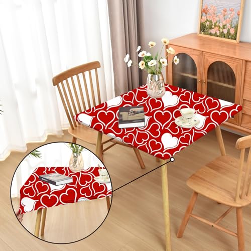 Amonsa Tischdecke mit elastischem Gummizug für quadratische Klapptische, waschbar, Valentinstag, dehnbar, Spandex, Kartentischdecken, Stoff, Frühlingsrot Amonsa Tischdecke mit elastischem Gummizug für quadratische Klapptische, waschbar, Valentinstag, dehnbar, Spandex, Kartentischdecken, Stoff, Frühlingsrot von Amonsa