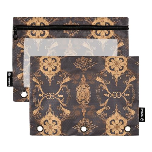 3 Löcher Stifttaschen für Putz mit klarem Fenster braun und gold Vintage Blumen Kunststoff Federmäppchen groß und robust 3 Löcher gestanzt Ordner für Bürobedarf mehrfarbig 2 Stück 3 Löcher Stifttaschen für Putz mit klarem Fenster braun und gold Vintage Blumen Kunststoff Federmäppchen groß und robust 3 Löcher gestanzt Ordner für Bürobedarf mehrfarbig 2 Stück von Amooorous
