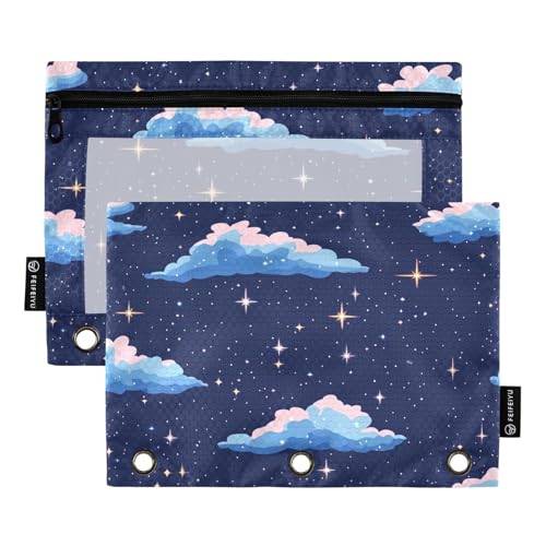 3 Ringbücher mit klaren Fensterhimmel und Sternen moderne Stiftetaschen durchscheinende Fenster und Ösen drei Ringe für Büro Schulbedarf Kosmetik mehrfarbig 2 Stück 3 Ringbücher mit klaren Fensterhimmel und Sternen moderne Stiftetaschen durchscheinende Fenster und Ösen drei Ringe für Büro Schulbedarf Kosmetik mehrfarbig 2 Stück von Amooorous