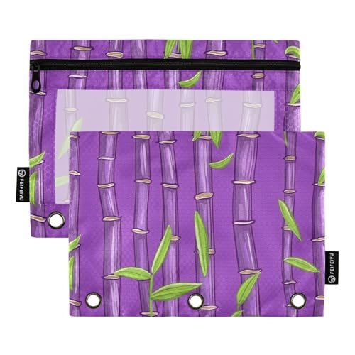 3 Ringe Stifttaschen mit transparenten Fenstern grün lila Ringe Ordner mit Taschen große Kapazität Taschen 3 Löcher für Bürobedarf mehrfarbig 2 Stück von Amooorous