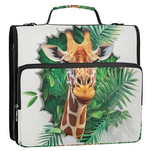 3D-Loch-Organisator mit 3D-Lochung, weiße Wand, Tier-Giraffe, 3 Ringe, Reißverschluss, Organizer mit Griff und abnehmbarem Schultergurt, mehrere Taschen, tragbar, Homravel sichere Aufbewahrungstasche 3D-Loch-Organisator mit 3D-Lochung, weiße Wand, Tier-Giraffe, 3 Ringe, Reißverschluss, Organizer mit Griff und abnehmbarem Schultergurt, mehrere Taschen, tragbar, Homravel sichere Aufbewahrungstasche von Amooorous