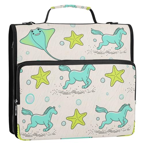 Aktenordner für Kinder, Mantarochen, Seestern, Pferd, Grün, 3 Ringe, 3,8 cm, Reißverschluss, mit Griff, mehrere Taschen, Schulordner für Schule und Büro, Carpeta con cremallera Aktenordner für Kinder, Mantarochen, Seestern, Pferd, Grün, 3 Ringe, 3,8 cm, Reißverschluss, mit Griff, mehrere Taschen, Schulordner für Schule und Büro, Carpeta con cremallera von Amooorous