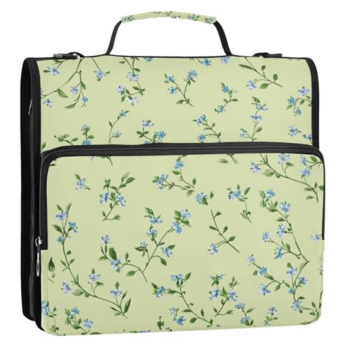 Aktenordner mit 3 Ringen, Reißverschluss, mit Griff und abnehmbarem Schultergurt, einfach zu transportieren, Portfolio-Organizer für Mittelschüler, Türkis, 3,8 cm, Carpeta con Bolsillo Extra von Amooorous