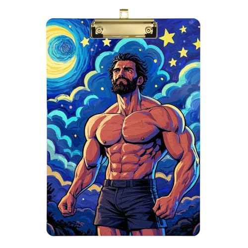 Art Star Muscle Man Klemmbrett, A4, gestreift, mit Ordnern, wasserdicht, für Klemmbrett, Lehrer, Tabla para escribir Größe 22,9 x 30,5 cm von Amooorous