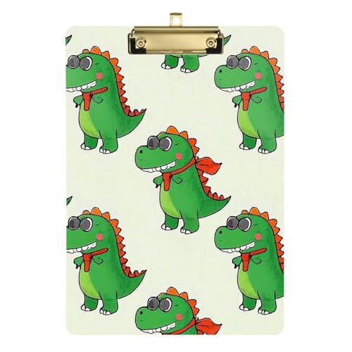 Beige Cartoon-Sonnenbrille, Dinosaurier-Silhouette, A4-Padfolio, Klemmbrett, Ordner, A4-Klemmbrett, Hartplatte für legale Frauen, Basketball-Trainer, Tabla para escribir Größe 9 x 12 von Amooorous