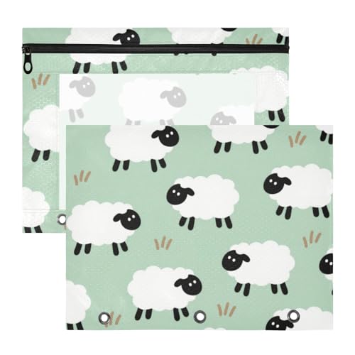 Binder-Bleistiftetui, 3 Löcher, Kunststoff, Ordner für A4-Papier, Briefe, 2 Stück, Studenten, Kunstbedarf, Aufbewahrung, niedliches Cartoon, weißes Schaf Binder-Bleistiftetui, 3 Löcher, Kunststoff, Ordner für A4-Papier, Briefe, 2 Stück, Studenten, Kunstbedarf, Aufbewahrung, niedliches Cartoon, weißes Schaf von Amooorous