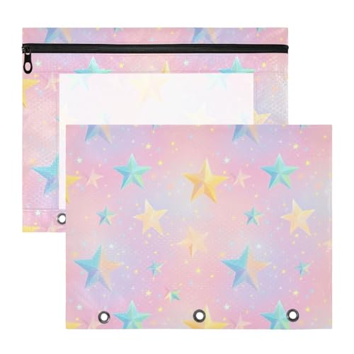 Binder-Bleistiftetui, bezaubernde 3-Loch-Tasche für 3 Ringe, 2 Stück, Lehrer, Schulbedarf, Sterne, süße Blush-Farbe Binder-Bleistiftetui, bezaubernde 3-Loch-Tasche für 3 Ringe, 2 Stück, Lehrer, Schulbedarf, Sterne, süße Blush-Farbe von Amooorous