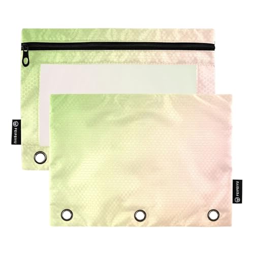 Binder-Bleistifttaschen mit transparentem Fenster, gelb-grün, Farbverlauf, Ringordner mit Taschen mit Reißverschluss, verstärkte Ösen, 3 Ringe, Bindertasche zur Aufbewahrung von Schulstudenten Binder-Bleistifttaschen mit transparentem Fenster, gelb-grün, Farbverlauf, Ringordner mit Taschen mit Reißverschluss, verstärkte Ösen, 3 Ringe, Bindertasche zur Aufbewahrung von Schulstudenten von Amooorous