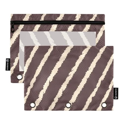 Binder-Reißverschluss mit transparentem Fenster, braune Linien, Kunststoff-Federmäppchen, großes Fassungsvermögen, 3 Löcher, Ordner für Schule, Büro und Zuhause, mehrfarbig, 2 Stück Binder-Reißverschluss mit transparentem Fenster, braune Linien, Kunststoff-Federmäppchen, großes Fassungsvermögen, 3 Löcher, Ordner für Schule, Büro und Zuhause, mehrfarbig, 2 Stück von Amooorous
