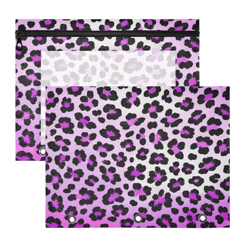 Bindertaschen, tragbare Kunststoff-Aktenordner für 3 Ringe, 2 Stück, Lehrer, Schulbedarf, Gepardenfell-Haut, Farbverlauf, Violett Bindertaschen, tragbare Kunststoff-Aktenordner für 3 Ringe, 2 Stück, Lehrer, Schulbedarf, Gepardenfell-Haut, Farbverlauf, Violett von Amooorous