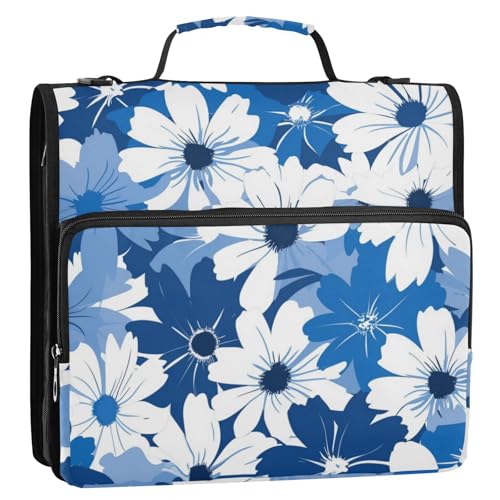 Blau und Blumen, 3,8 cm, 3 Ringe, stabiler Reißverschluss, Ordner mit Schultergurt, mehrere Taschen, Dokumenten-Aufbewahrungstasche, geeignet für Mittelschule, Gestor de encuadernación de documentos Blau und Blumen, 3,8 cm, 3 Ringe, stabiler Reißverschluss, Ordner mit Schultergurt, mehrere Taschen, Dokumenten-Aufbewahrungstasche, geeignet für Mittelschule, Gestor de encuadernación de documentos von Amooorous