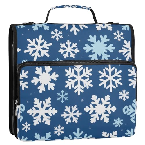 Blau-weiße fröhliche Weihnachtsschneeflocken, 3,8 cm, 3 Ringe, Organizer mit Griff, mehrere Taschen, Schulordner, Organizer für Schule und Büro, Carpeta del organizador Blau-weiße fröhliche Weihnachtsschneeflocken, 3,8 cm, 3 Ringe, Organizer mit Griff, mehrere Taschen, Schulordner, Organizer für Schule und Büro, Carpeta del organizador von Amooorous