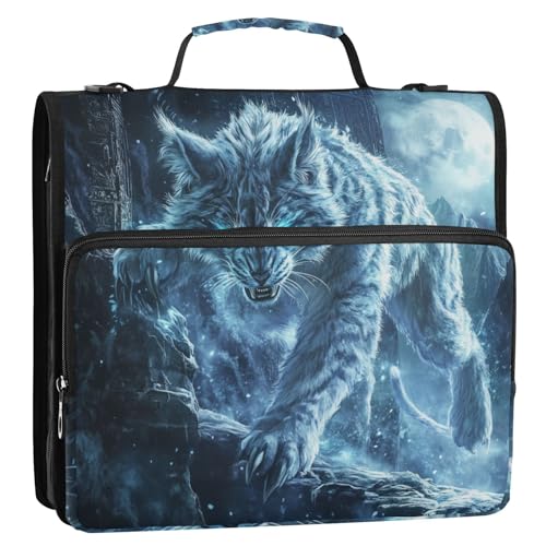 Blauer Glitzer-Ordner mit 3 Ringen, 3,8 cm, mit Reißverschluss, mit Riemen, Dokumenten-Organizer, Tasche für Büro, Schule, Carpeta con Bolsillo Extra von Amooorous