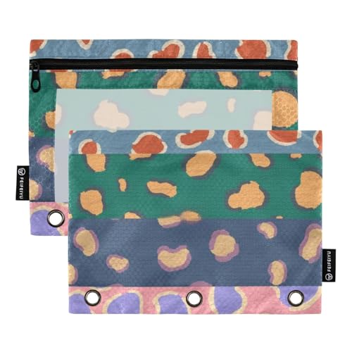 Bleistifte mit transparentem Fenster, Patchwork, Leopardenmuster, Kunststoff-Federmäppchen, klares Fenster und Ösen, 3-Loch-Binder für Schule, Büro und Zuhause, mehrfarbig, 2 Stück Bleistifte mit transparentem Fenster, Patchwork, Leopardenmuster, Kunststoff-Federmäppchen, klares Fenster und Ösen, 3-Loch-Binder für Schule, Büro und Zuhause, mehrfarbig, 2 Stück von Amooorous