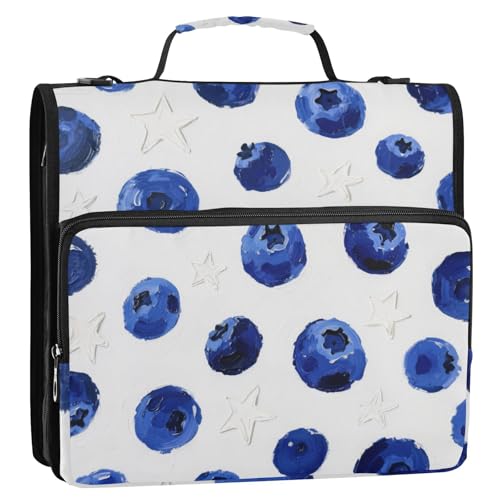 Blueberry Star 3,8 cm 3-Ring-Organizer mit Schultergurt, einfach zu transportieren, Aufbewahrungstasche für Schule und Büro, Carpeta con bolsillo Extra Blueberry Star 3,8 cm 3-Ring-Organizer mit Schultergurt, einfach zu transportieren, Aufbewahrungstasche für Schule und Büro, Carpeta con bolsillo Extra von Amooorous