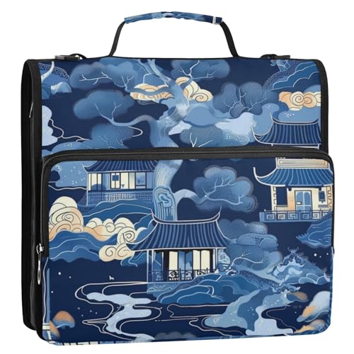 Bluree House Ordner im chinesischen Stil, 3 Ringe, 3,8 cm, mit extra Taschen mit Griff, Laege-Kapazität, Dokumentenmappe, Organizer für Schule und Büro, Carpeta con bolsillo Extra Bluree House Ordner im chinesischen Stil, 3 Ringe, 3,8 cm, mit extra Taschen mit Griff, Laege-Kapazität, Dokumentenmappe, Organizer für Schule und Büro, Carpeta con bolsillo Extra von Amooorous