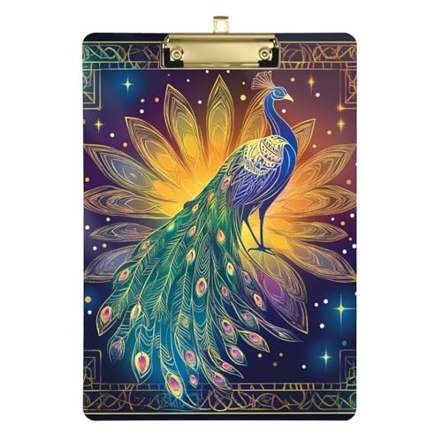 Bohemian Tarro Astrologie Green Peacocks A4 Klemmbrett Ordner Klemmbrett Anästhesie Hartplatte für Lehrer Portfolio Klemmbrett Tabla para escribir con Clip Größe 9 x 12 von Amooorous