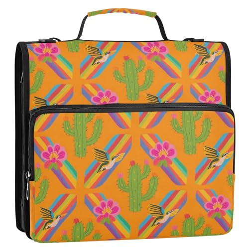 Boho Kaktus Orangte 3 Ringe Schule Reißverschluss Ordner mit Schultergurt und Griff, wasserdichte Dokumenten-Aufbewahrungstasche für Schule, Organisadores de suministros escolares Boho Kaktus Orangte 3 Ringe Schule Reißverschluss Ordner mit Schultergurt und Griff, wasserdichte Dokumenten-Aufbewahrungstasche für Schule, Organisadores de suministros escolares von Amooorous