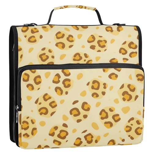 Bolsa de Cremallera Ordner mit 3 Ringen, 3,8 cm, weich, gelb, Leopardenfell-Druck, 3,8 cm, extra Taschen mit Riemen, mehrere Taschen, tragbares Portfolio für Mittelschüler Bolsa de Cremallera Ordner mit 3 Ringen, 3,8 cm, weich, gelb, Leopardenfell-Druck, 3,8 cm, extra Taschen mit Riemen, mehrere Taschen, tragbares Portfolio für Mittelschüler von Amooorous