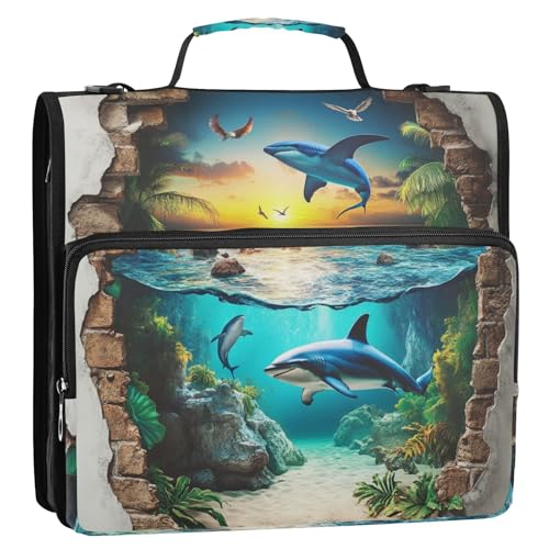 Bolsa de almacenamiento de archivos 3D-Loch-Organizer, weiße Wand, Ozean, Tier, Hai, 3 Ringe, Organizer, Ordner mit Griff, inklusive Reißverschlusstasche, Dokumentenmappe, Organizer für Schule/Büro Bolsa de almacenamiento de archivos 3D-Loch-Organizer, weiße Wand, Ozean, Tier, Hai, 3 Ringe, Organizer, Ordner mit Griff, inklusive Reißverschlusstasche, Dokumentenmappe, Organizer für Schule/Büro von Amooorous