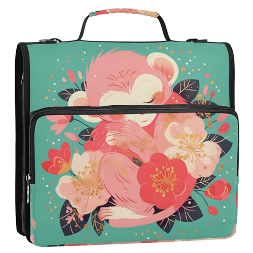 Büroordner mit Griff und abnehmbarem Schultergurt, mehrere Taschen, 3,8 cm, Frühlingsfarbe, niedlicher Affe, 3,8 cm, für Schule, Encuadernador de Cartera Büroordner mit Griff und abnehmbarem Schultergurt, mehrere Taschen, 3,8 cm, Frühlingsfarbe, niedlicher Affe, 3,8 cm, für Schule, Encuadernador de Cartera von Amooorous