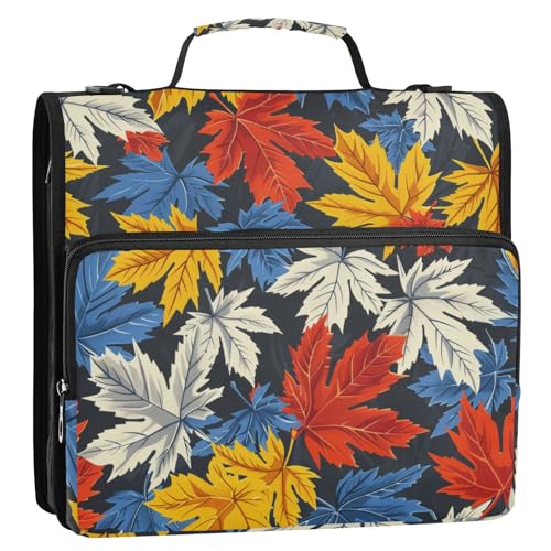 Bunte Ahornblätter, 3,8 cm, 3 Ringe, Reißverschluss, mit Schultergurt und Griff, leicht zu transportieren, Dokumenten-Organizer, geeignet für Mittelschule, Cartera Portátil Bunte Ahornblätter, 3,8 cm, 3 Ringe, Reißverschluss, mit Schultergurt und Griff, leicht zu transportieren, Dokumenten-Organizer, geeignet für Mittelschule, Cartera Portátil von Amooorous