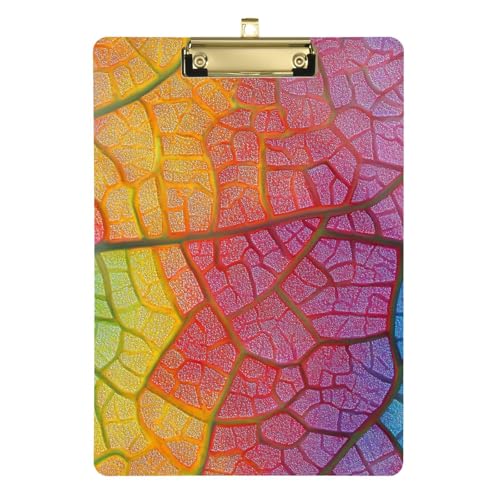 Bunte Blätter Drucke Muster A4 Still-Klemmbretter Ordner Klemmbrett Acryl niedlich für personalisierte Klemmbretter für Lehrer Tabla para escribir con Clip Größe 22,9 x 30,5 cm von Amooorous