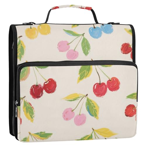 Bunte Kirschen, 3,8 cm Ringordner mit Griff, mehrere Taschen, Schulordner, Organizer für Büro, Schule, Carpeta con cremallera Bunte Kirschen, 3,8 cm Ringordner mit Griff, mehrere Taschen, Schulordner, Organizer für Büro, Schule, Carpeta con cremallera von Amooorous