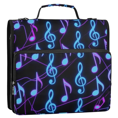 Bunte Musikschilder, 3,8 cm, 3-Ringe, Reißverschluss, mit Schultergurt und Griff, leicht zu transportieren, Dokumentenmappe, Organizer für Büro, Schule, Bolsa de Cremallera Bunte Musikschilder, 3,8 cm, 3-Ringe, Reißverschluss, mit Schultergurt und Griff, leicht zu transportieren, Dokumentenmappe, Organizer für Büro, Schule, Bolsa de Cremallera von Amooorous