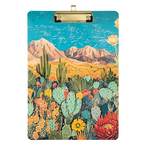 Bunte Wüste mit Kakteen, blühende Blumen, Klemmbrett, Kunststoff, für Krankenschwestern, Heimunternehmer, Tische, Para, Escribir, Größe 22,9 x 30,5 cm von Amooorous