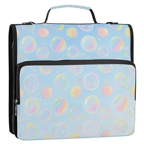 Bunte und niedliche Blasen, 3,8 cm, 3 Ringe, Reißverschluss, Ordner mit Griff und abnehmbarem Schultergurt, wasserdicht, Dokumentenmappe für Mittelschule, Carpeta del organizador Bunte und niedliche Blasen, 3,8 cm, 3 Ringe, Reißverschluss, Ordner mit Griff und abnehmbarem Schultergurt, wasserdicht, Dokumentenmappe für Mittelschule, Carpeta del organizador von Amooorous