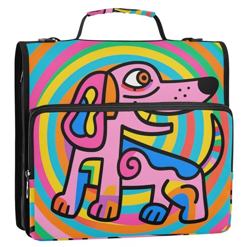 Bunter und cooler Hundeordner mit 3 Ringen, 3,8 cm, Ordner-Organizer mit Gurt, mehrere Taschen, Dokumenten-Aufbewahrungstasche für Mittelschüler, Encuadernador de Cartera Bunter und cooler Hundeordner mit 3 Ringen, 3,8 cm, Ordner-Organizer mit Gurt, mehrere Taschen, Dokumenten-Aufbewahrungstasche für Mittelschüler, Encuadernador de Cartera von Amooorous