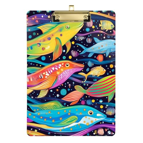 Buntes Klemmbrett aus Kunststoff, psychedelisches Meerestier-Wal, A4, für Krankenschwestern, Taschen-Klemmbrett, transparent, für Fußball, Softball, Coaching, Tabla para escribir Größe 22,9 x 30,5 cm Buntes Klemmbrett aus Kunststoff, psychedelisches Meerestier-Wal, A4, für Krankenschwestern, Taschen-Klemmbrett, transparent, für Fußball, Softball, Coaching, Tabla para escribir Größe 22,9 x 30,5 cm von Amooorous