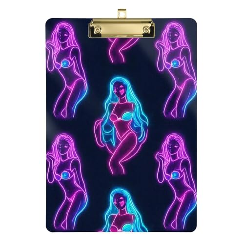 Buntes fluoreszierendes Neon-Klemmbrett für Frauen, A4, dekoratives Klemmbrett mit Ordnern, Hartpappe für personalisierte Klemmbretter für Lehrer, Tablas para escribir Größe 22,9 x 30,5 cm von Amooorous