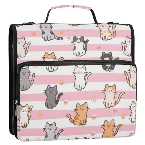 Carpeta con bolsillo Extra Organizer mit 3 Ringen, mit Riemen, mehrere Taschen, Dokumentenmappe, Organizer für Schule/Büro, Rosa / Weiß Carpeta con bolsillo Extra Organizer mit 3 Ringen, mit Riemen, mehrere Taschen, Dokumentenmappe, Organizer für Schule/Büro, Rosa / Weiß von Amooorous