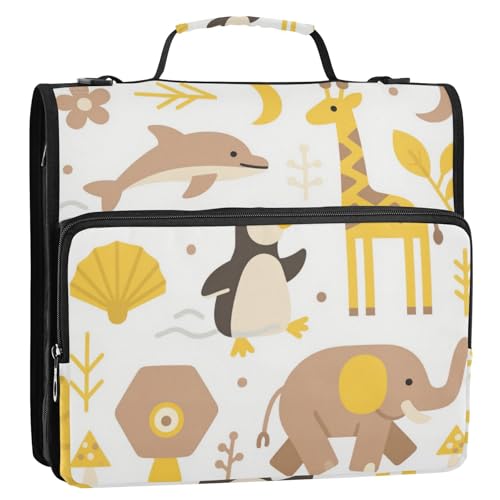 Carpeta con cremallera Organizer mit 3 Ringen, 3,8 cm, mit Riemen, Kapazität für Dokumente, Schule und Büro, Gelb / Braun Carpeta con cremallera Organizer mit 3 Ringen, 3,8 cm, mit Riemen, Kapazität für Dokumente, Schule und Büro, Gelb / Braun von Amooorous