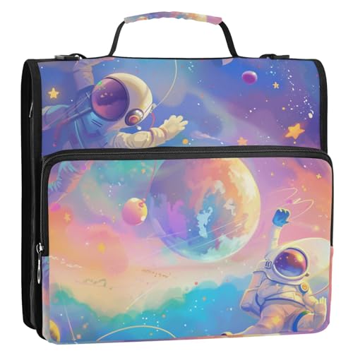 Cartoon Astronaut 3 Ringe Stabiler Reißverschluss Ordner mit Schultergurt & Griff Inklusive Reißverschlusstasche Tragbare Homravel Sichere Aufbewahrungstasche für Schule Bolsa de almacenamiento de Cartoon Astronaut 3 Ringe Stabiler Reißverschluss Ordner mit Schultergurt & Griff Inklusive Reißverschlusstasche Tragbare Homravel Sichere Aufbewahrungstasche für Schule Bolsa de almacenamiento de von Amooorous