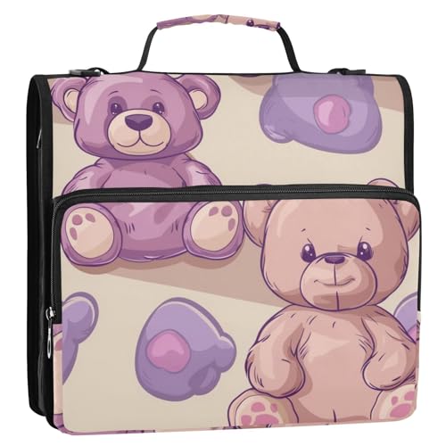 Cartoon-Bär, 3 Ringe, Reißverschluss, Ordner mit Gurt, mehrere Taschen, Schulordner, Organizer, geeignet für Mittelschule, Bolsa de almacenamiento de archivos Cartoon-Bär, 3 Ringe, Reißverschluss, Ordner mit Gurt, mehrere Taschen, Schulordner, Organizer, geeignet für Mittelschule, Bolsa de almacenamiento de archivos von Amooorous