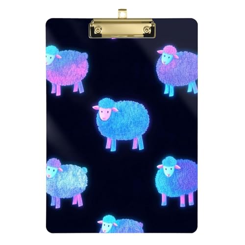 Cartoon-Clipboard, niedliches blaues, neonfarbenes fluoreszierendes Schaf, A4, Klemmbrett, Hartfaserplatte für Lehrer, Portfolio, Klemmbrett, Tabla para escribir con Clip, Größe 22,9 x 30,5 cm Cartoon-Clipboard, niedliches blaues, neonfarbenes fluoreszierendes Schaf, A4, Klemmbrett, Hartfaserplatte für Lehrer, Portfolio, Klemmbrett, Tabla para escribir con Clip, Größe 22,9 x 30,5 cm von Amooorous