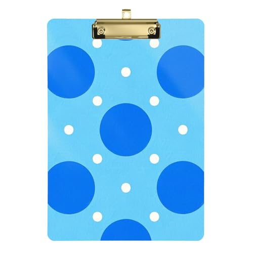 Cartoon Cute Blue Polka Dots A4 Ordner mit Klemmbrett Klemmbrett Hartbrett für Lehrer Must Haves für Klassenzimmer Elementary Tabla para escribir Größe 22,9 x 30,5 cm von Amooorous