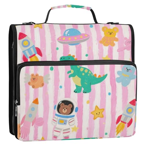 Cartoon Cute Dinosaurier Raketen 3,8 cm 3-Ringe Reißverschluss Ordner mit Schultergurt Wasserdicht Tragbares Portfolio für Mittelschüler Clip de Cremallera Cartoon Cute Dinosaurier Raketen 3,8 cm 3-Ringe Reißverschluss Ordner mit Schultergurt Wasserdicht Tragbares Portfolio für Mittelschüler Clip de Cremallera von Amooorous