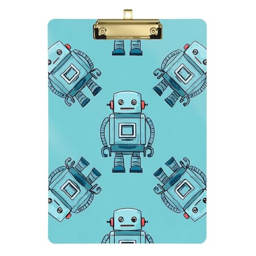 Cartoon Cute Green Robot A4 Military Clip Board Klemmbretter für Kunst Transparent für Klemmbrett Lehrer Tabla para escribir Größe 9 x 12 von Amooorous
