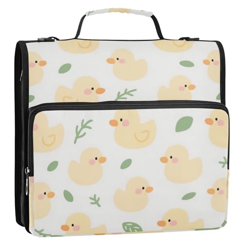 Cartoon Cute Yellow Duck 3,8 cm 3-Ringe Ordner mit Reißverschluss mit Schultergurt & Griff inklusive Reißverschlusstasche Dokumente Dateien Aufbewahrungstasche für Schule Paquete de gestión de Cartoon Cute Yellow Duck 3,8 cm 3-Ringe Ordner mit Reißverschluss mit Schultergurt & Griff inklusive Reißverschlusstasche Dokumente Dateien Aufbewahrungstasche für Schule Paquete de gestión de von Amooorous