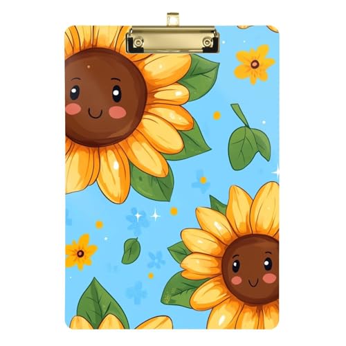 Cartoon Fuuny Sonnenblume A4 Ordner mit Klemmbrett Stilltasche Klemmbrett Wasserdicht für Lehrer Krankenpflege Tabla para escribir con Clip Größe 9 x 12 von Amooorous