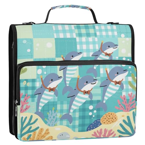 Cartoon Green Plaid Delfin Diving 3 Ringe Ordner mit extra Taschen mit Gurt Multi-Taschen-Ordner für Schule/Büro Paquete de gestión de documentos Cartoon Green Plaid Delfin Diving 3 Ringe Ordner mit extra Taschen mit Gurt Multi-Taschen-Ordner für Schule/Büro Paquete de gestión de documentos von Amooorous