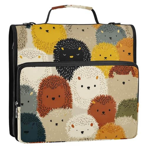 Cartoon-Igel, bunt, niedlich, 3,8 cm, 3-Ring-Ordner mit extra Taschen mit Schultergurt, inklusive Reißverschlusstasche, Schulordner, Organizer für Schule, Cartera con Cremallera Cartoon-Igel, bunt, niedlich, 3,8 cm, 3-Ring-Ordner mit extra Taschen mit Schultergurt, inklusive Reißverschlusstasche, Schulordner, Organizer für Schule, Cartera con Cremallera von Amooorous
