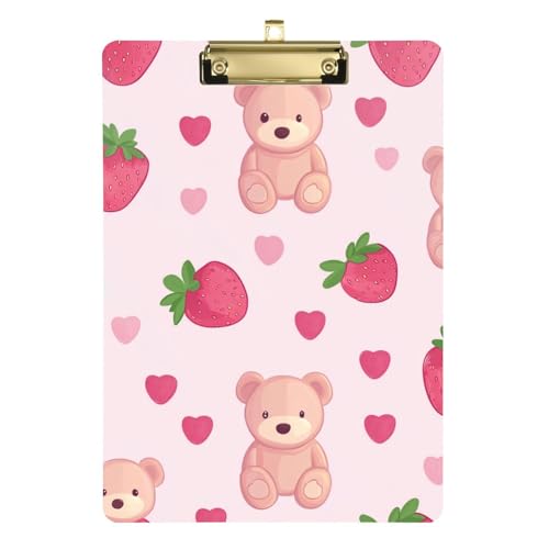 Cartoon-Klemmbrett mit niedlichem Erdbeer-Teddybär, A4-Tages-Design, Klemmbrett, Standard-Loch, für Fußball, LKW, Fahrer, Tische, Para, Escribir, Größe 22,9 x 30,5 cm Cartoon-Klemmbrett mit niedlichem Erdbeer-Teddybär, A4-Tages-Design, Klemmbrett, Standard-Loch, für Fußball, LKW, Fahrer, Tische, Para, Escribir, Größe 22,9 x 30,5 cm von Amooorous