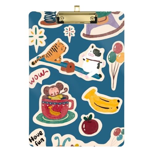 Cartoon-Klemmbrett mit niedlichem buntem Zoo-Design, transparent, für Klemmbrett, Lehrer, Größe 22,9 x 30,5 cm Cartoon-Klemmbrett mit niedlichem buntem Zoo-Design, transparent, für Klemmbrett, Lehrer, Größe 22,9 x 30,5 cm von Amooorous