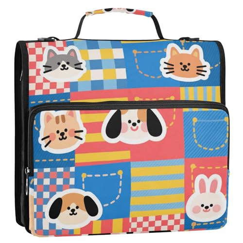 Cartoon-Organizer mit buntem Tier, 3,8 cm, 3 Ringe, Organizer mit Griff und abnehmbarem Schultergurt, inklusive Reißverschlusstasche, Schulbinder, Organizer für Büro, Schule, Gestor de Cartoon-Organizer mit buntem Tier, 3,8 cm, 3 Ringe, Organizer mit Griff und abnehmbarem Schultergurt, inklusive Reißverschlusstasche, Schulbinder, Organizer für Büro, Schule, Gestor de von Amooorous